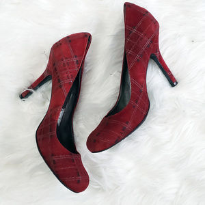 NWT Jessica Simpson Red Plaid Round Toe 4" Pumps